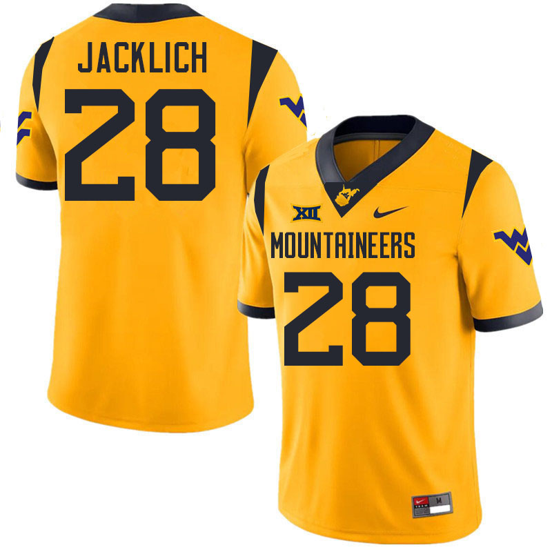 Tyler Jacklich WVU Jersey,West Virginia Mountaineers #28 Tyler Jacklich Jersey Youth College-Gold